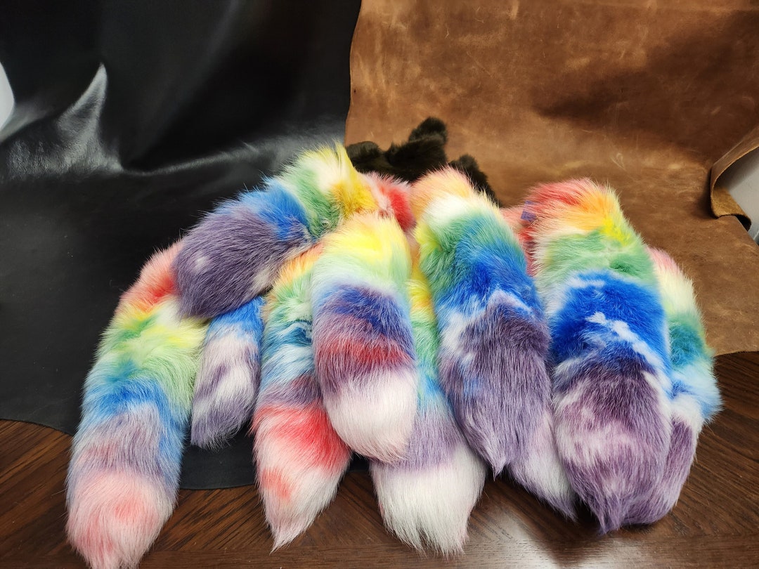 Real Fox Tails Dyed Rainbow Colored, Super Soft and Furry Genuine Fur ...