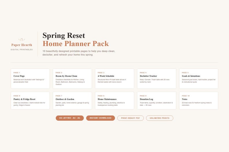 Spring Cleaning Checklist Printable | Room by Room Deep Clean Planner ...