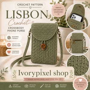 Patrón de bolso bandolera de ganchillo estilo Lisboa para principiantes (descarga en PDF)