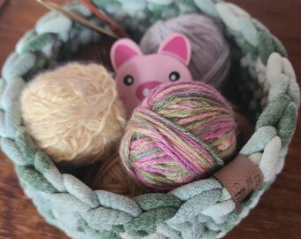 Crochet plush basket, handmade