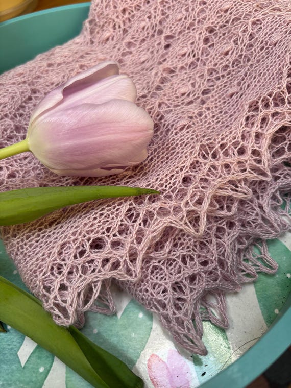 Shawlette ‘Dream of Spring’ Knitting Pattern PDF | Rectangle Lace Scarf, Charts (Instant Download)
