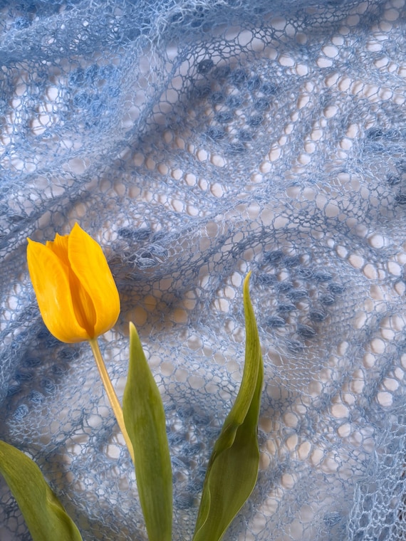 Shawl ‘Blue Dream’ Knitting Pattern PDF | Triangular Wrap, Estonian Lace Scarf, Charts (Instant Download)