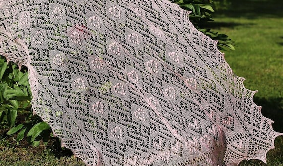 Shawl ‘Spirals and Hearts’ Knitting Pattern PDF | Rectangle Wrap, Lace Scarf Charts (Instant Download)