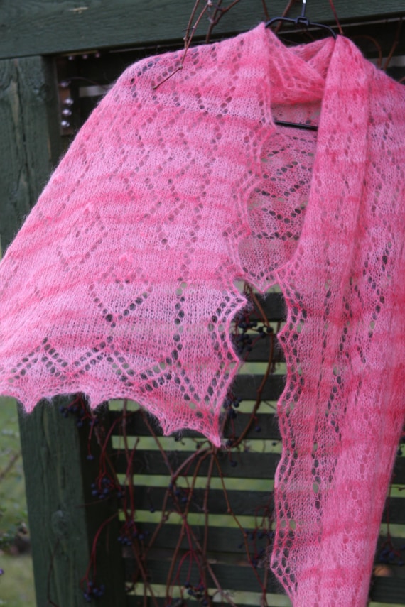 Shawl ‘Pink Dream’ Knitting Pattern PDF | Rectangle Lace Scarf, Charts (Instant Download)