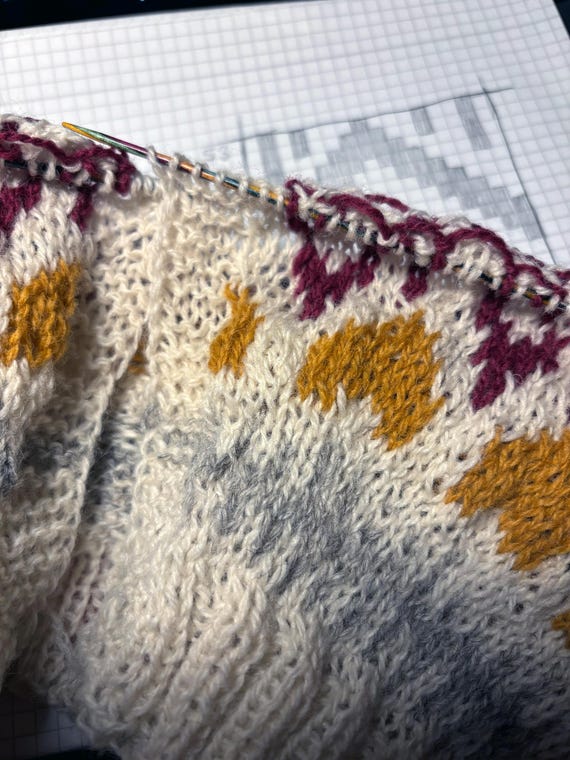 Cardigan ‘Red Comet’ Knitting Pattern PDF | Charts (Instand Download)