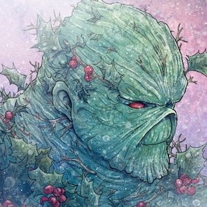 Winter Green Swamp Thing Fan Art Illustration Giclée Print