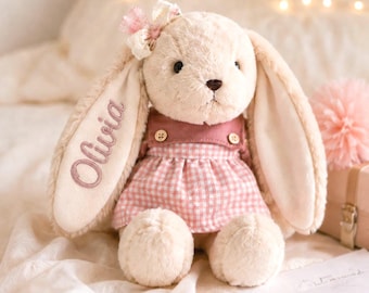 ヴィンテージ ファンシー うさぎ バニー ぬいぐるみ ヴィンテージ バニー ぬいぐるみ 白ウサギ リボン ピンク フロック鼻