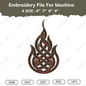 Celtic Flame Embroidery Design, Viking Knot Symbol, Norse Pagan Pattern, Celtic Tribal Art, Ancient Warrior Tattoo Style( Instant Download )