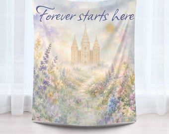 LDS Temple Wedding Blanket Forever Starts Here Latter Day Saint Marriage Sealing Gift