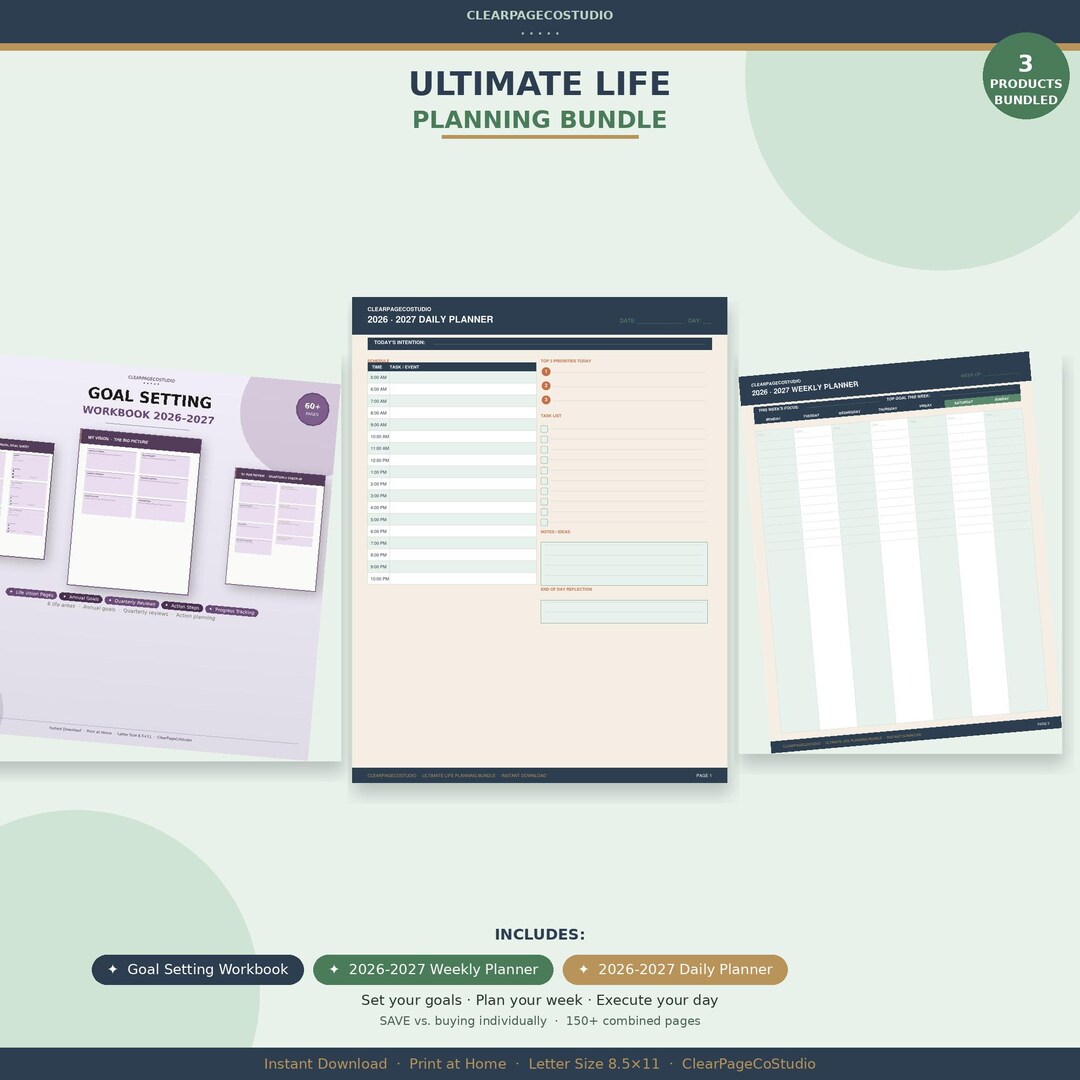 Ultimate Life Planning Bundle Printable — Daily Planner, Weekly Planner ...