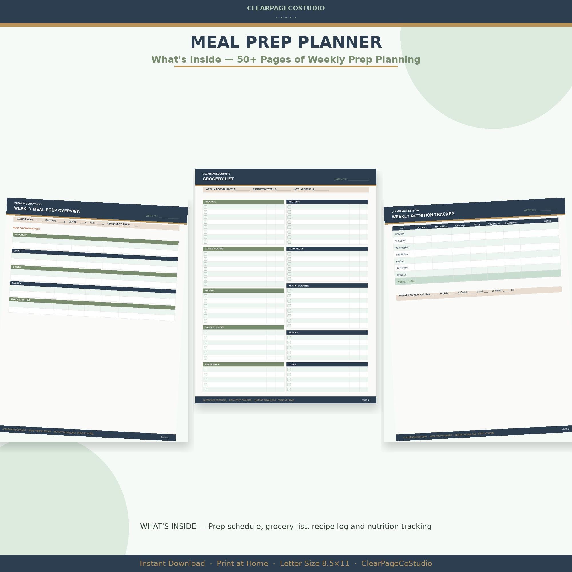 Meal Prep Planner Printable — Batch Cooking Schedule, Grocery List and ...