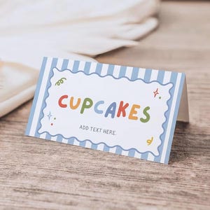 One Happy Boy フードテント、カラフルな折りたたみ式フードラベルサイン、Fun to Be One 1 誕生日ビュッフェラベル、印刷可能な折りたたみ式キャンバステンプレート