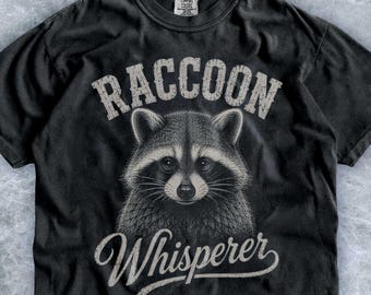 Vintage Goth Raccoon Whisperer Graphic Tee, Grunge Distressed Trash Panda Shirt, Funny Retro Animal Lover Comfort Top