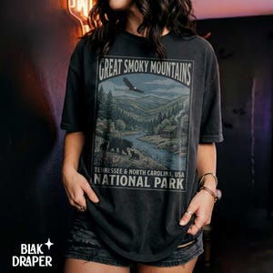 Great Smoky Mountains Graphic Tee: Vintage National Park T-shirt, Retro Tennessee North Carolina Top, Camping Hiking Outdoor Souvenir Shirt image 9