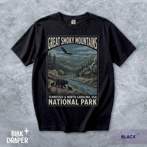 Great Smoky Mountains Graphic Tee: Vintage National Park T-shirt, Retro Tennessee North Carolina Top, Camping Hiking Outdoor Souvenir Shirt image 7
