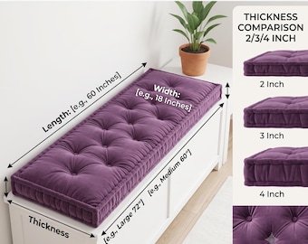 Luxury Custom Piano Bench Cushion, Water Resistant Brown Velvet Window Seat Pad, Thick Hand Tufted Daybed Seating