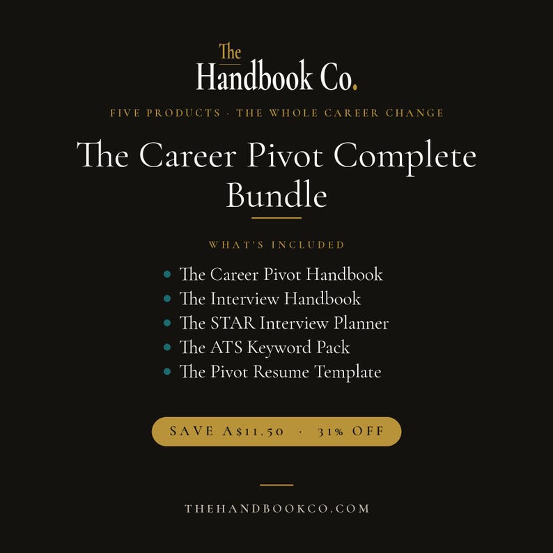 Career Pivot Handbook Bundle · Interview Kit, STAR, ATS, Resume Templates (5 Products) image 1
