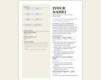 Internal Move Resume Template – Promotion, Lateral Moves, ATS-Friendly DOCX