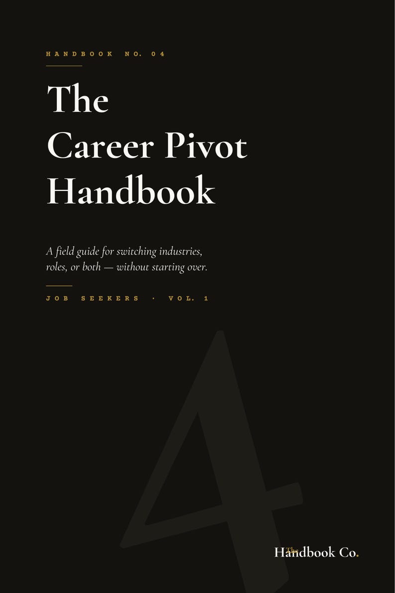 Career Pivot Handbook — Resume, Cover Letter, LinkedIn & Interview Guide | 59-Page PDF | Research-Backed | The Handbook Co. imagem 1