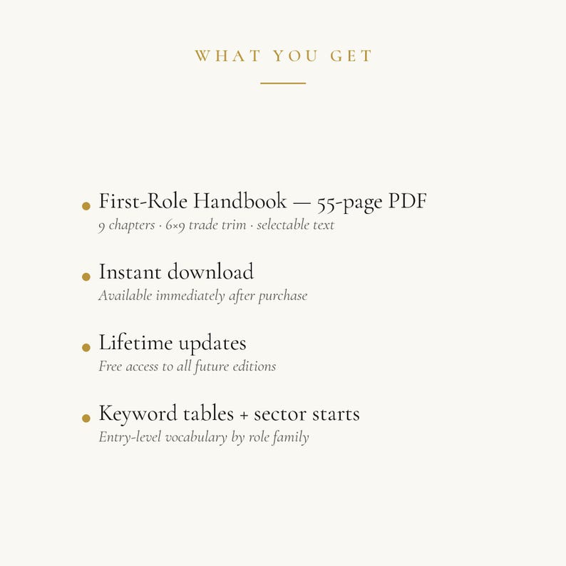The First-Role Handbook · Graduate & Entry-Level Career Guide · Job Search, Resume, Cover Letter, Interview · Digital PDF image 6