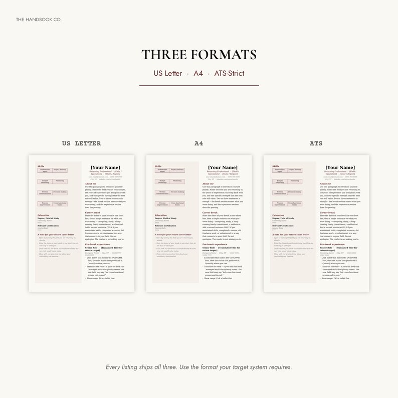 Return-to-Work Resume Template – Soft Serif Design, ATS-Friendly DOCX imagen 2