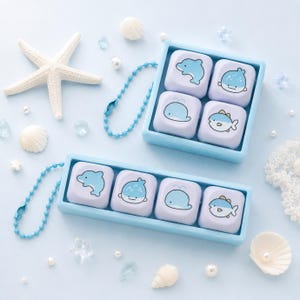 Ocean Animal Keycap Fidget Keychain, Kawaii Whale Dolphin Clicky Switch Toy, MOA Keycaps, ASMR Desk Accessory, Gamer Gift