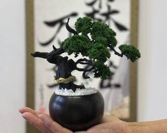 Made in Japan Miniature Bonsai Art - Handmade Zen Garden Decor with Torii Gate & Shimenawa, Shipped from Japan, Housewarming Japan Gift