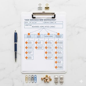 ADHD Task Breakdown & Project Planner — Interactive Digital Tool Printable | Beat Procrastination