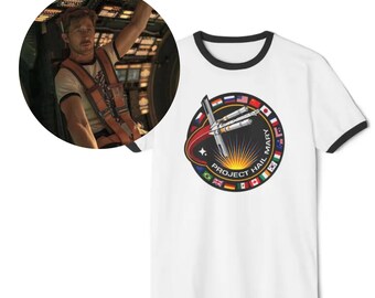 Project Hail Mary Ringer Tee Mission Patch Shirt, Retro Space Mission Patch Shirt