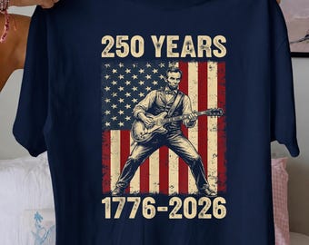250 Years America Anniversary Shirt, George Washington & Lincoln Playing Guitar, Funny 4th of July, Abe Lincoln 250th Hoodie