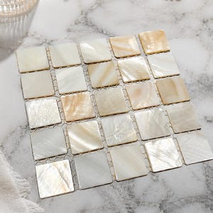Posavasos de mosaico de nácar natural, adorno de cristal iridiscente para vasos, decoración costera para el hogar.
