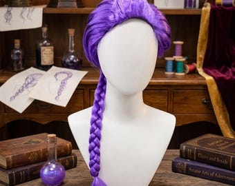 Purple Braided Wig, K-Pop Inspired Costume , Princess Dress-Up Style, Character Cosplay Look, Average Size