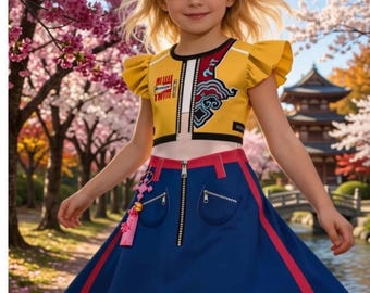 Girls KPop Idol Princess Costume, Demon Hunters Inspired Fancy Dress (Ages 4-12)