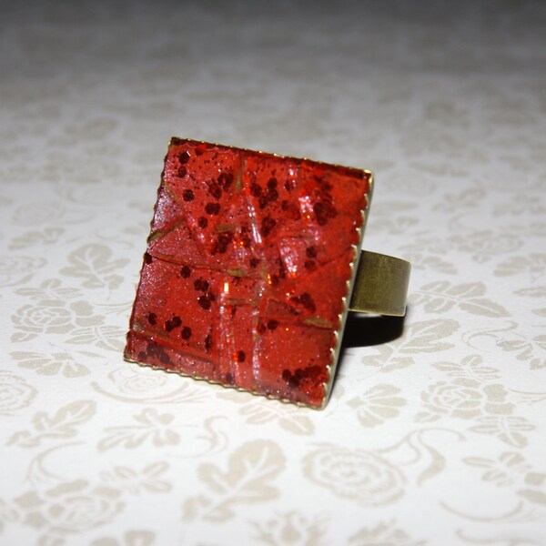 Ruby Crumble Shattered Mosaic Ring