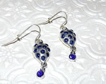 Metallic Sapphire Crystals Mosaic Earrings