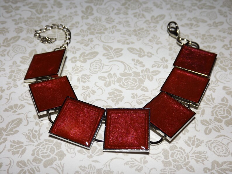 Metallic Candy Apple Red Marble Bracelet Etsy