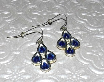 Sapphire Teardrop Crystals Mosaic Earrings