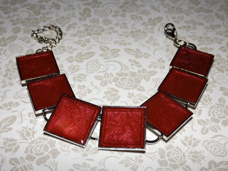 Metallic Candy Apple Red Marble Bracelet Etsy