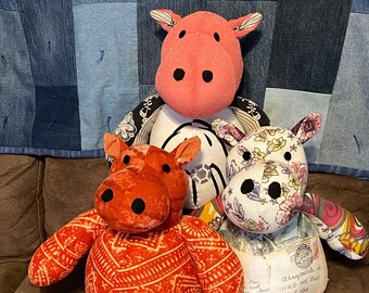 Memory Hippo Keepsake made from clothing of a loved one