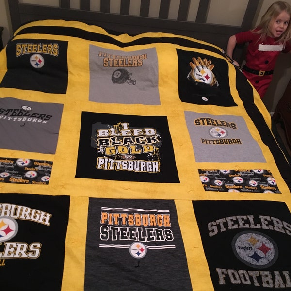 Pittsburg Steelers Tshirt Quilt / Throw Made to order using your shirts