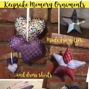 Stars, Hearts and Owl Memory Keepsake made from clothes of a loved one, ornament