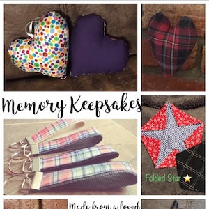 Stars, Hearts and Owl Memory Keepsake made from clothes of a loved one, ornament