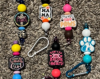 Fun sayings Lanyards, Backpack hooks, Bookmarks, Cup markers and Keychains