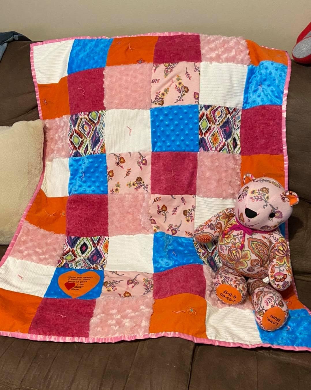 Memory blanket Keepsakes made from clothing blankets from Etsy
