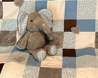 Memory Blanket and Elephant Keepsakes made from clothing of a loved one, wedding or bridesmaid dress and more