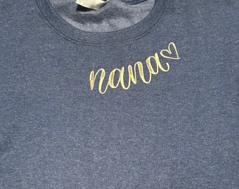 Mama, nana, Mimi, sweatshirts with your child's or grandchild's name or names on sleeve, personalized, great Mother's Day or birthday gift.
