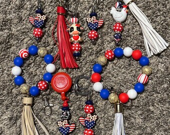 Americana, Flag, July4th Lanyards, Reel badges, bookmarks, mug markers and Keychains