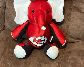 Chiefs Team Memory Elephant Keepsakes made from clothing of a loved one, blanket, vintage and more