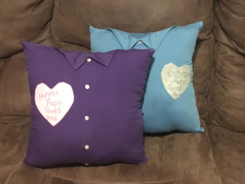 Memory Pillow made from dad's or Grandpa's shirt Etsy