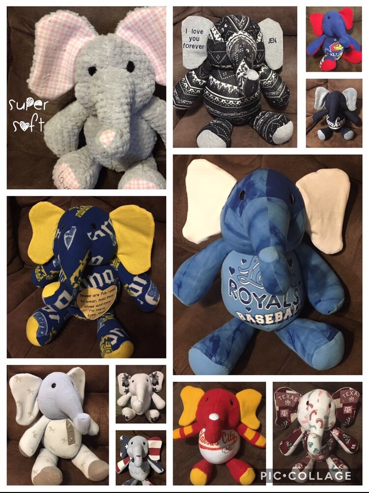 Memory Elephant Keepsakes made from clothing blankets Etsy